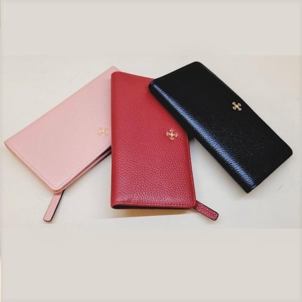 Moncross - Simple and modern design women's long wallet made of natural cowhide leather