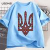 Ukraine Emblem Coat of Arms Tryzub T Shirt Men Women Harajuku Cotton Short Sleeve T-shirt Ukrainian T Shirts Man Clothes