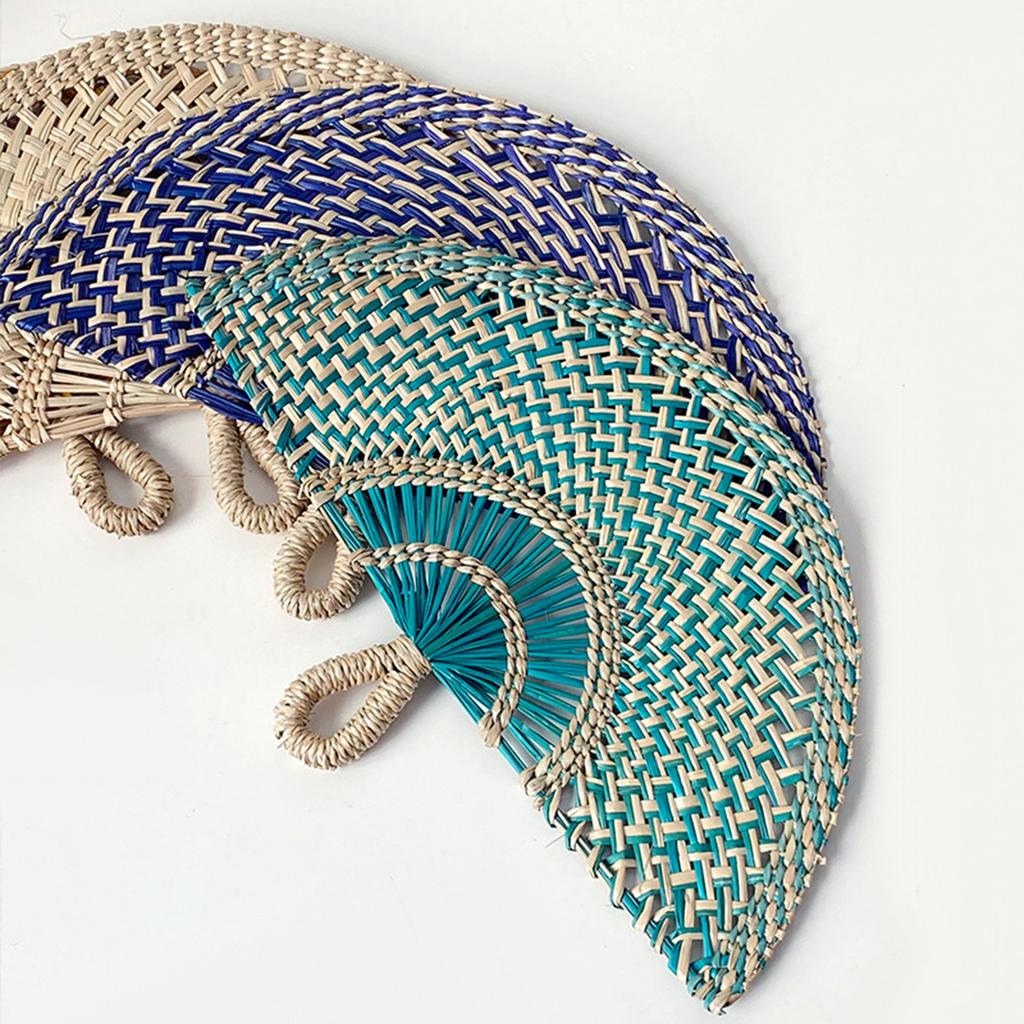 Handwoven Natural Straw Fan Decorative Wall Photo Props Hanging Country Styles Straw Fan Wall Hanging Decorations