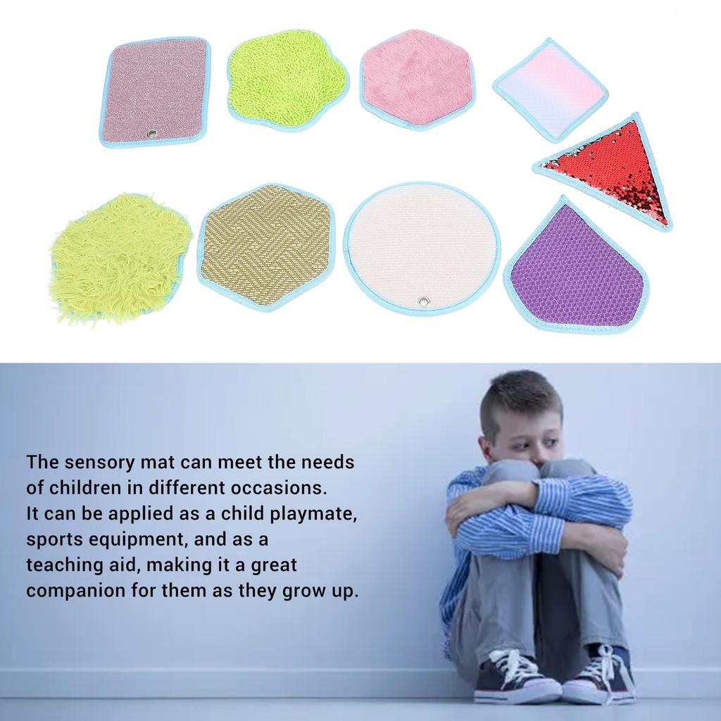 9pcs Sensory Mini Mat Educational Tactile Sensory Toy Textured Activity Game Assorted Sensory Tiles for Autism ADHD