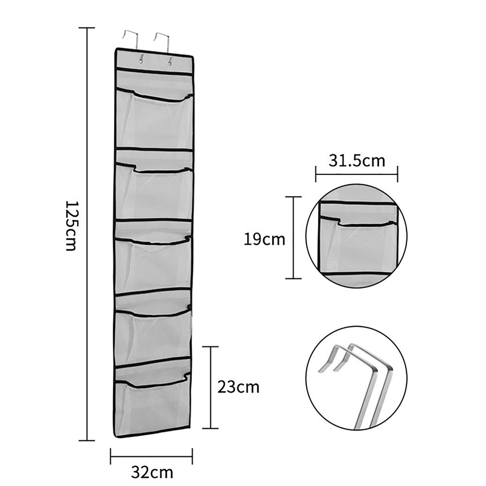 5/10 Pockets Hanging Bag with 2/4 Hooks Storage Bag Shoe Underwear Hanging Holder  for Home Dorm