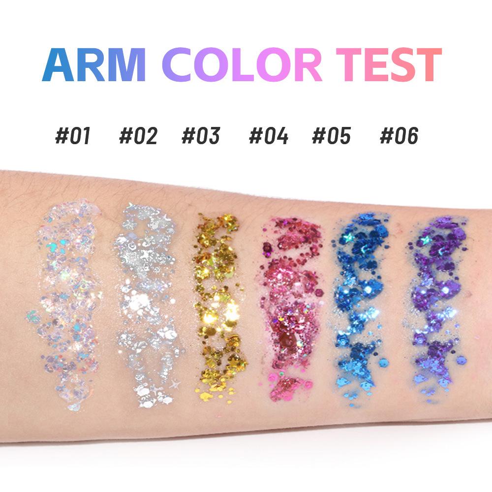 6pcs Star Series Glitter Stick Set Body Shimmer Face Hair Highlighter Chunky Festival Glitter Makeup for USA 250th Anniversary Fireworks Party Raves