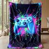 Neon Splatter Game Controller Theme blanket Lightweight Warm Flannel Blanket Decorative Throw Blanket for Home Decoration