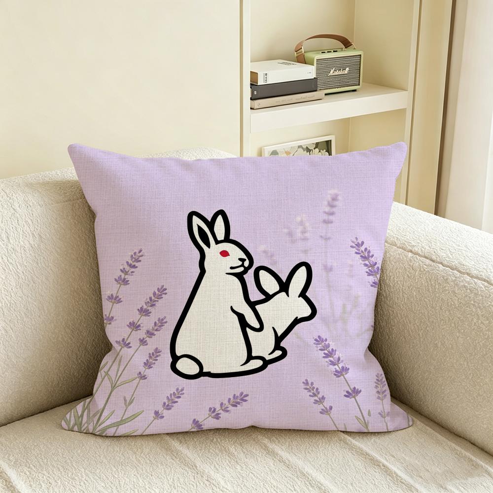 Fxxking Rabbits Fr2 Cushion Cover Natural Linen Pillowcase Set, All-In-One Decor For Sofa, Bedroom & Chair