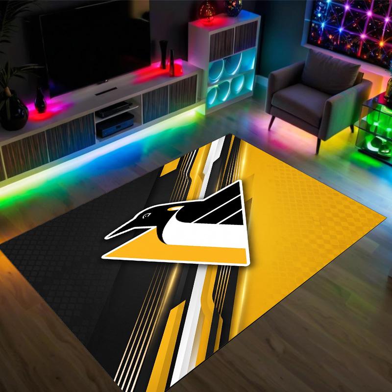 Дизайн Pittsburgh Penguins Кристальный Велюровый Ковер Уютный Не?Нескользящий ковер с принтом для спальни, гостиной, прихожей