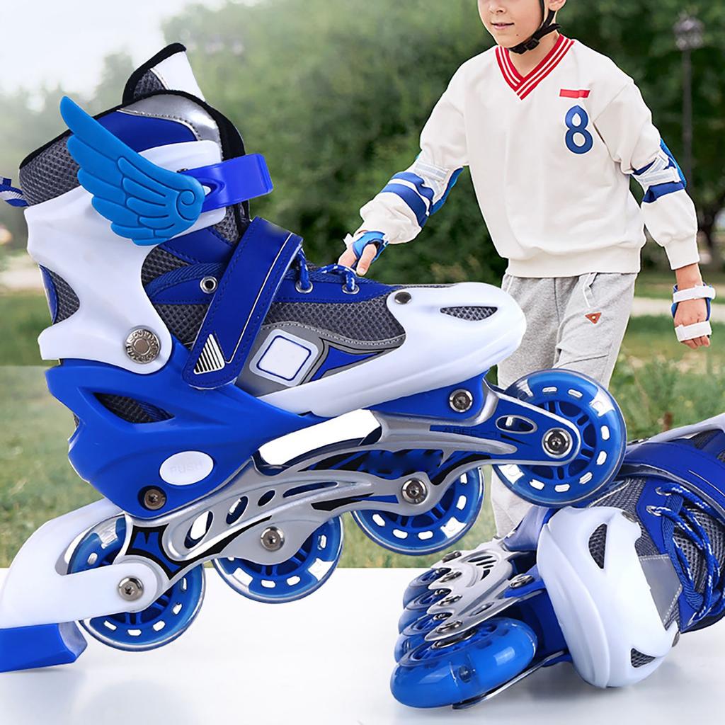 Детские роликовые коньки, регулируемые по размеру, веселые, светящиеся, ударопрочные, со светящимися колесами, встроенные роликовые коньки