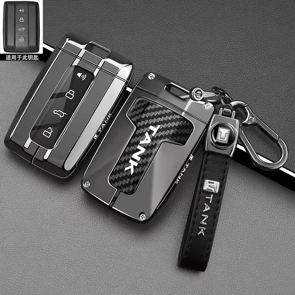 For GWM TANK 300 400 500 Hi4T 700 Hi4Z Car Key Fob Cover Case Zinc Alloy with Keychain Electric Vehicle Key Case Fob Accessories