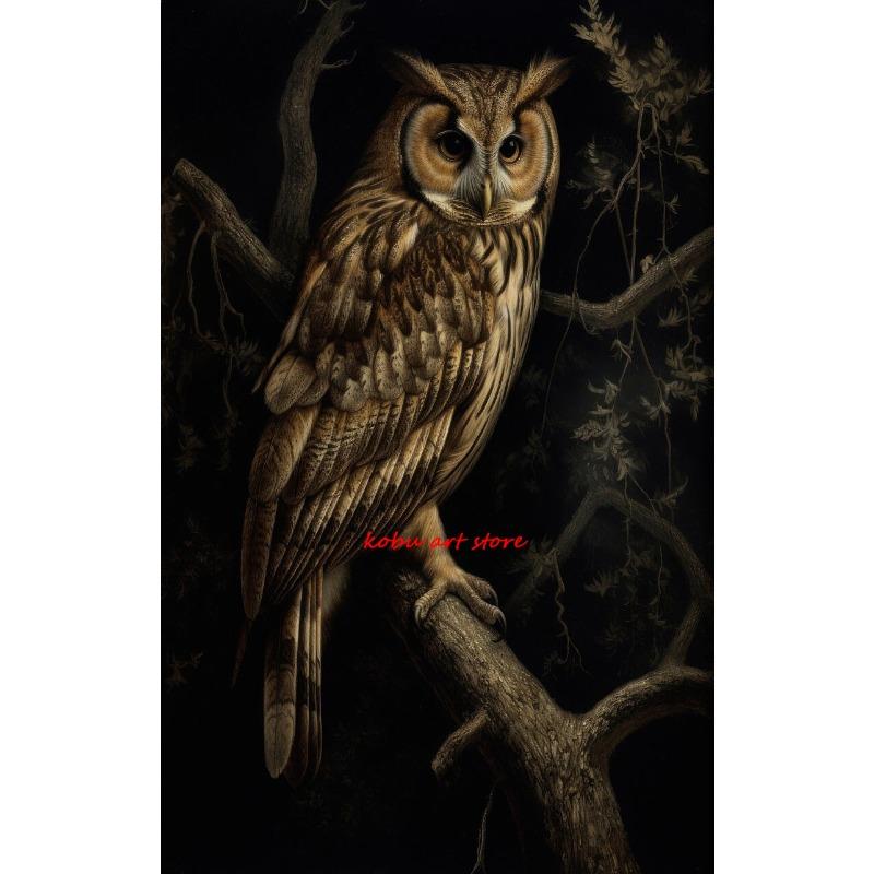 Совы Винтажный Постер Холст Картина Темный Ретро Птица Сова Принт Настенное Искусство Картинки Уютный Фермерский Дом Галерейная Комната Настенное Украшение