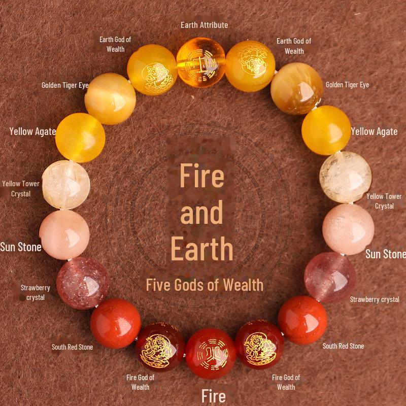 Двойной элемент Вода и Дерево Пятисторонний Бог Богатства Благоприятный Кристалл Браслет для Мужчин и Женщин