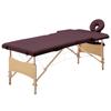 Folding Massage Table with 2 Zone Design and Wooden Frame Burgundy Purple