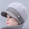 Middle Aged Elderly Hats Women Winter Knitted Woolen Hats Rabbit Hair with Thick Velvet Mother's Elderly Women's Hats Grandmother's Warm Hats