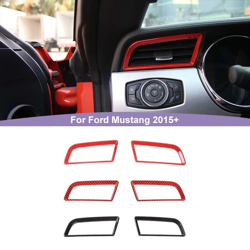Автомобильная приборная панель, декоративные наклейки на вентиляционное отверстие, подходят для Ford Mustang 2015, аксессуары для интерьера из АБС-пластика