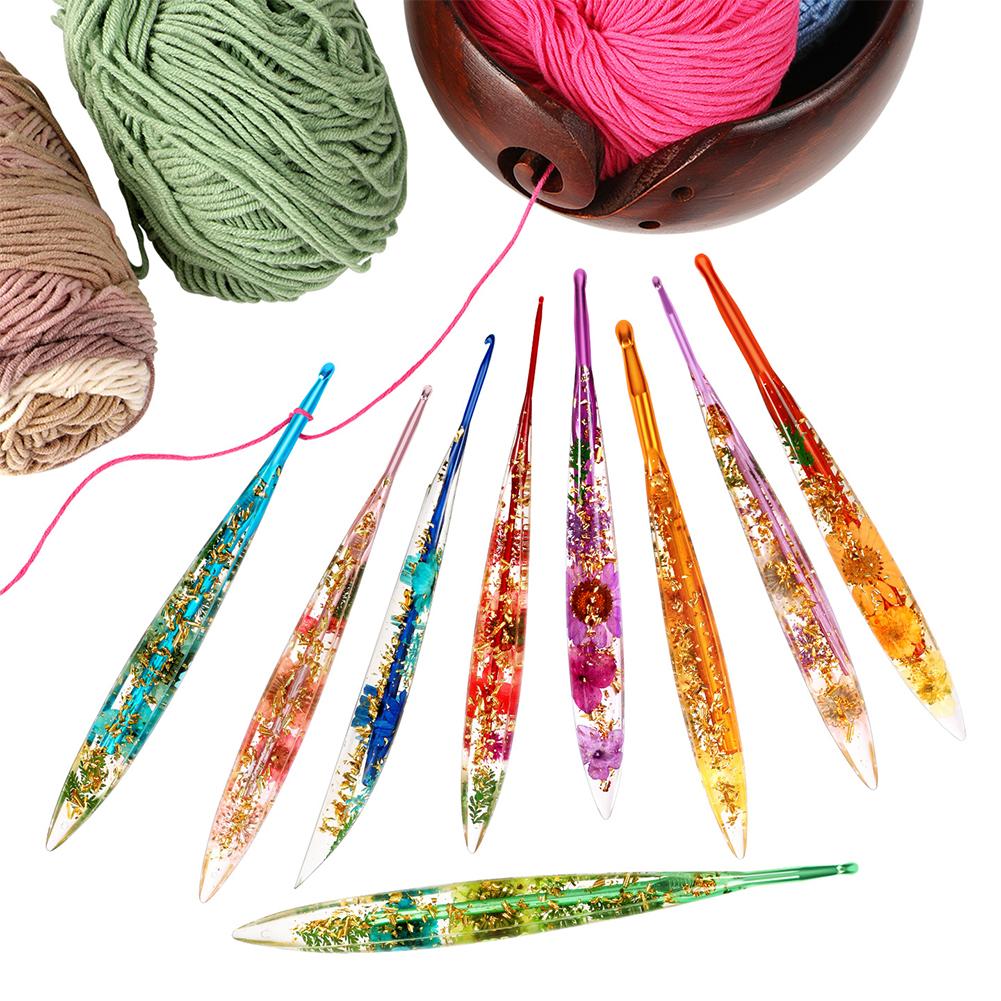 Товары для рукоделия Крючки для вязания Крючок для вязания с эргономичной ручкой из цветочной смолы Нескользящий инструмент для вязания для начинающих, женщин, взрослых