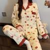 Leopard print imitation cotton pajamas women's spring and autumn new long-sleeved loose fashion sweet and cool loungewear suit