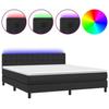 Vidaxl Łóżko Kontynentalne Z Materacem I Led Czarna Ekoskóra 180X200Cm