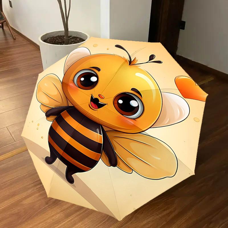 1PC Bee Heart Automatic Open/Close Umbrella with Windproof, 8-Rib Sturdy Canopy, Durable Ribs, Fashionable Design1290A