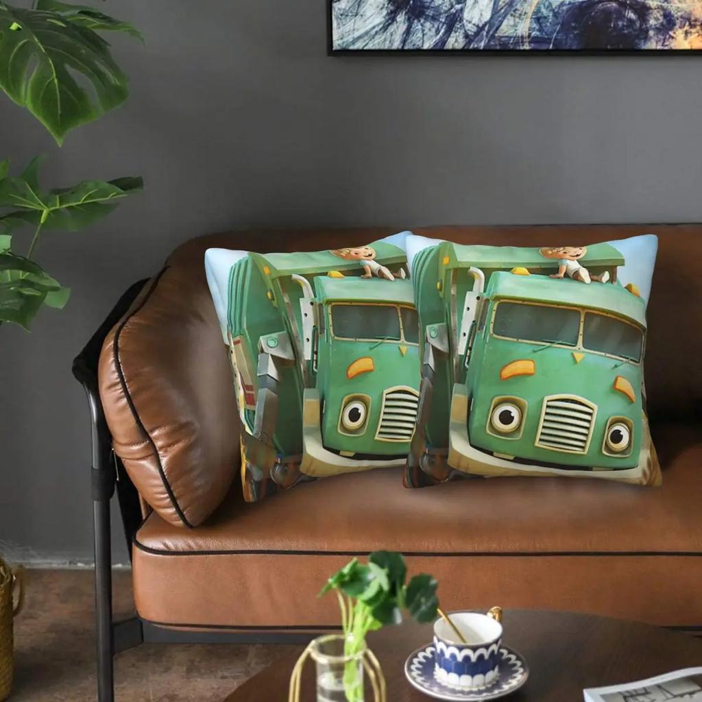 Hank And Trash Truck Cartoon 2 Pcs Square Pillowcase Pillow Cover Cushion Decor Comfort Throw Pillow For Home Car