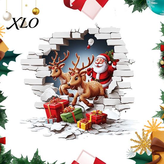 Holiday Home Decor Santa Claus Toilet Sticker, Elk And Gift Box Print, 3D Waterproof Bathroom Accessories Christmas Wall Decal, Removable PVC Sticker