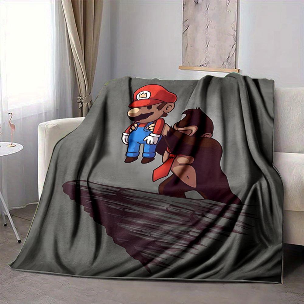 1pc Mario Demon Flannel Blanket, Soft Skin Friendly with Digital Printing, Various Sizes Available for Family, Friends, Birthday