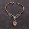 Fiesta Kingman Turquoise Necklace Copper Wire Wrapped Gemstone Necklace Multi Copper Turquoise Necklace Handmade Rainbow Moonstone Jewelry