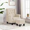 VidaXL Armchair with Footrest Cream Fabric