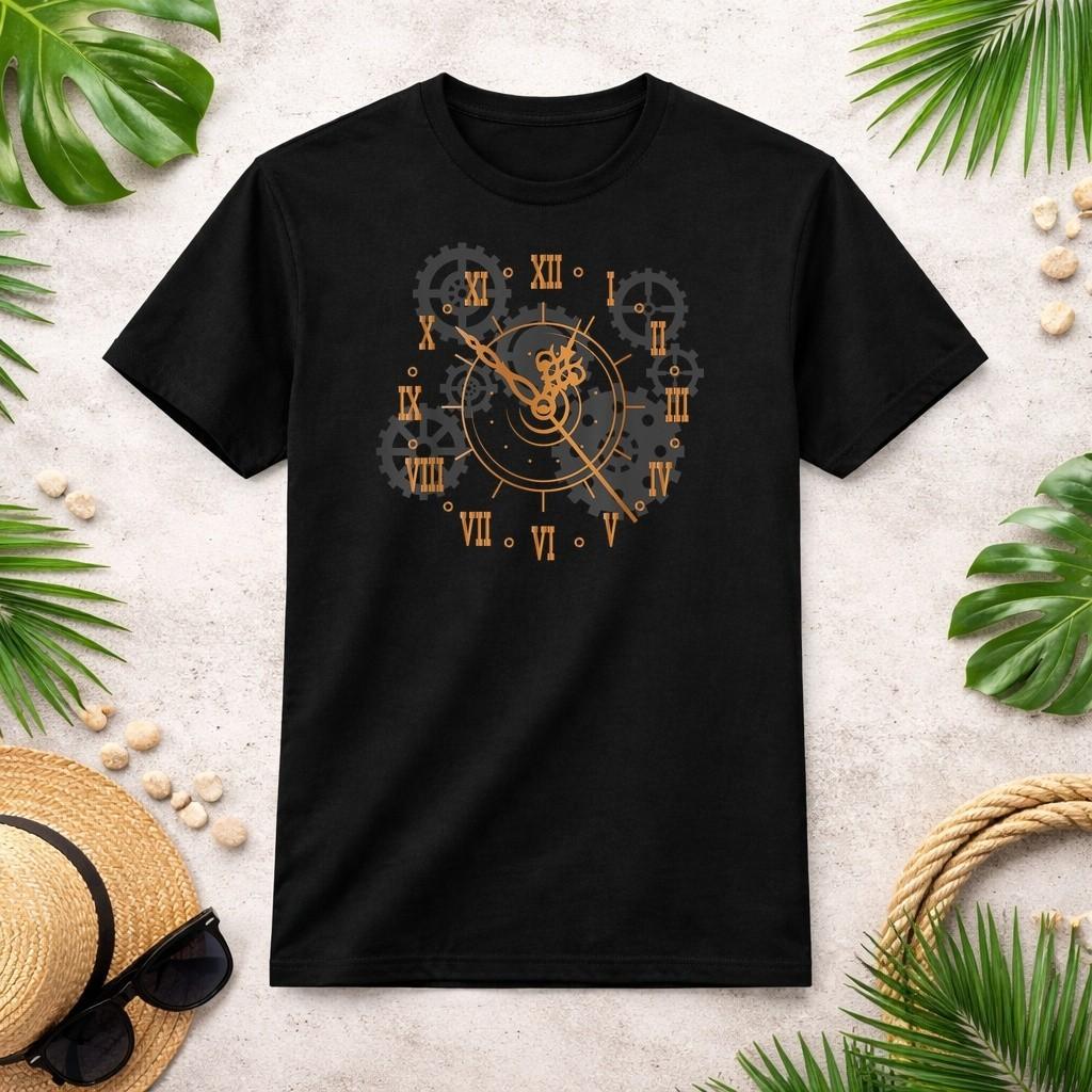 Vintage Steampunk Clock Gears Steampunk T-Shirt S-4XL