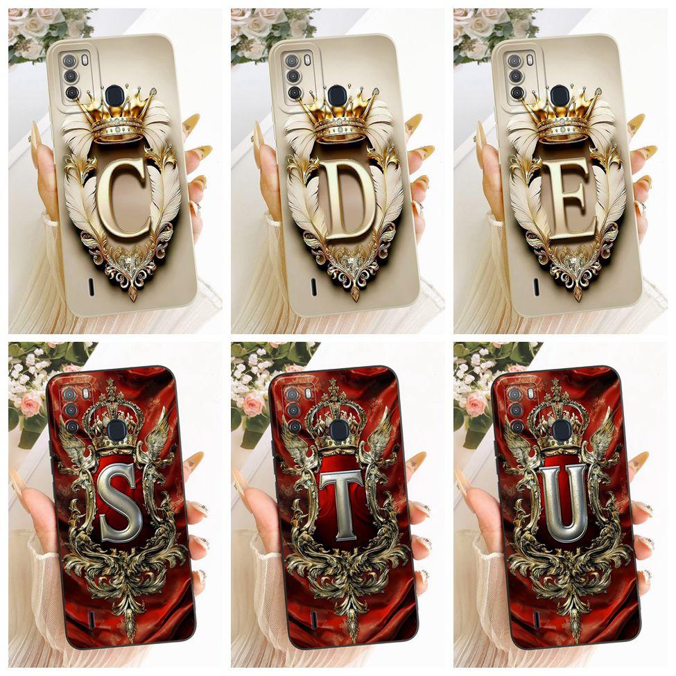 For ITEL S16 Case Cover Luxury A-Z Letters Fashion Crown 2D Painted Silicone Bumper For ITEL Vision 1 Pro Phone Casing