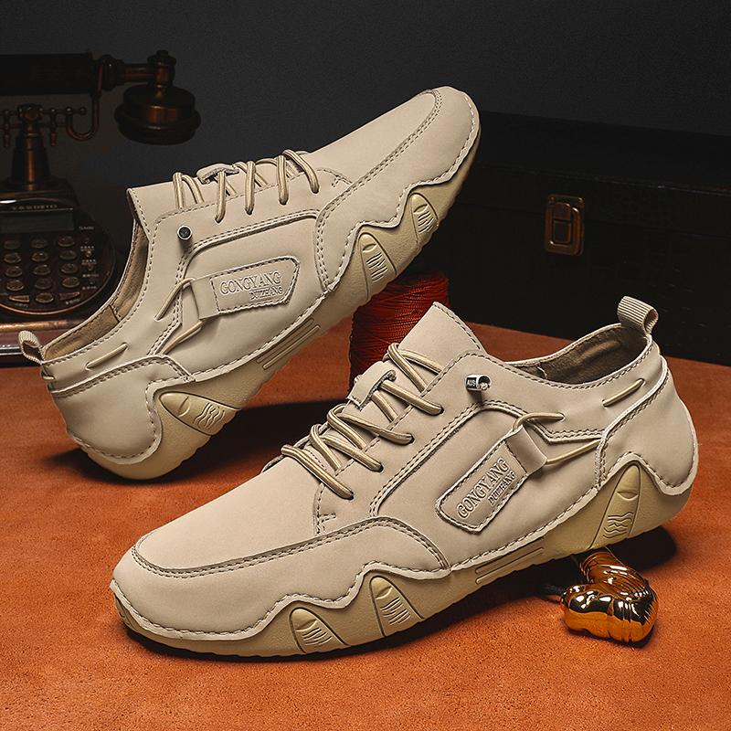 Модные новые мужские туфли из натуральной кожи, модные повседневные туфли для офиса и отдыха на мягком дне со шнуровкой, удобные туфли для вождения и ходьбы