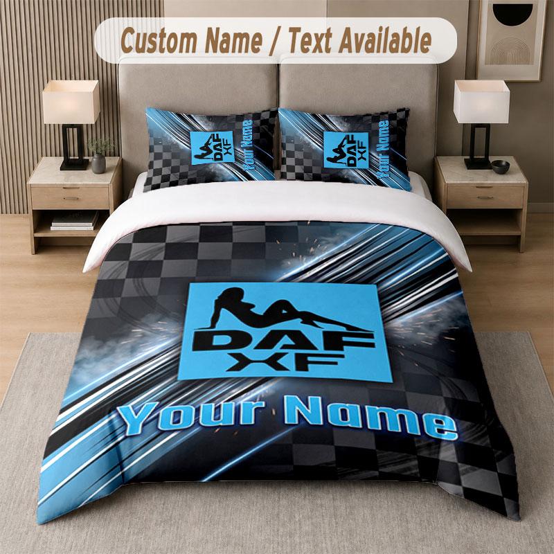 Custom Bedding Set DAF Pattern, Print Name Text 1 Duvet Cover plus 2 Pillowcases Home Textile