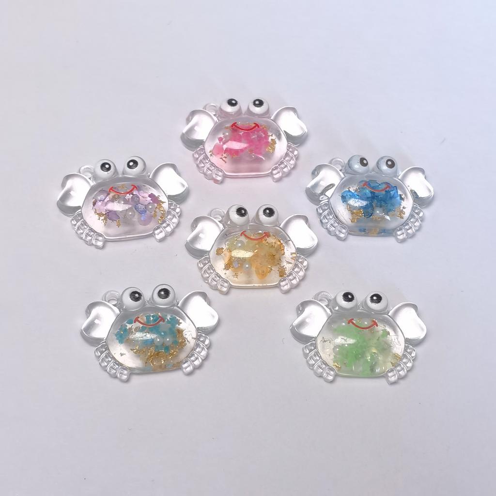 Cartoon Crab Resin Cabochons Flatback Kawaii Marine Life Decorative Pieces for Hair Bow Centerpiece Toddler Jewellery Slime DIY