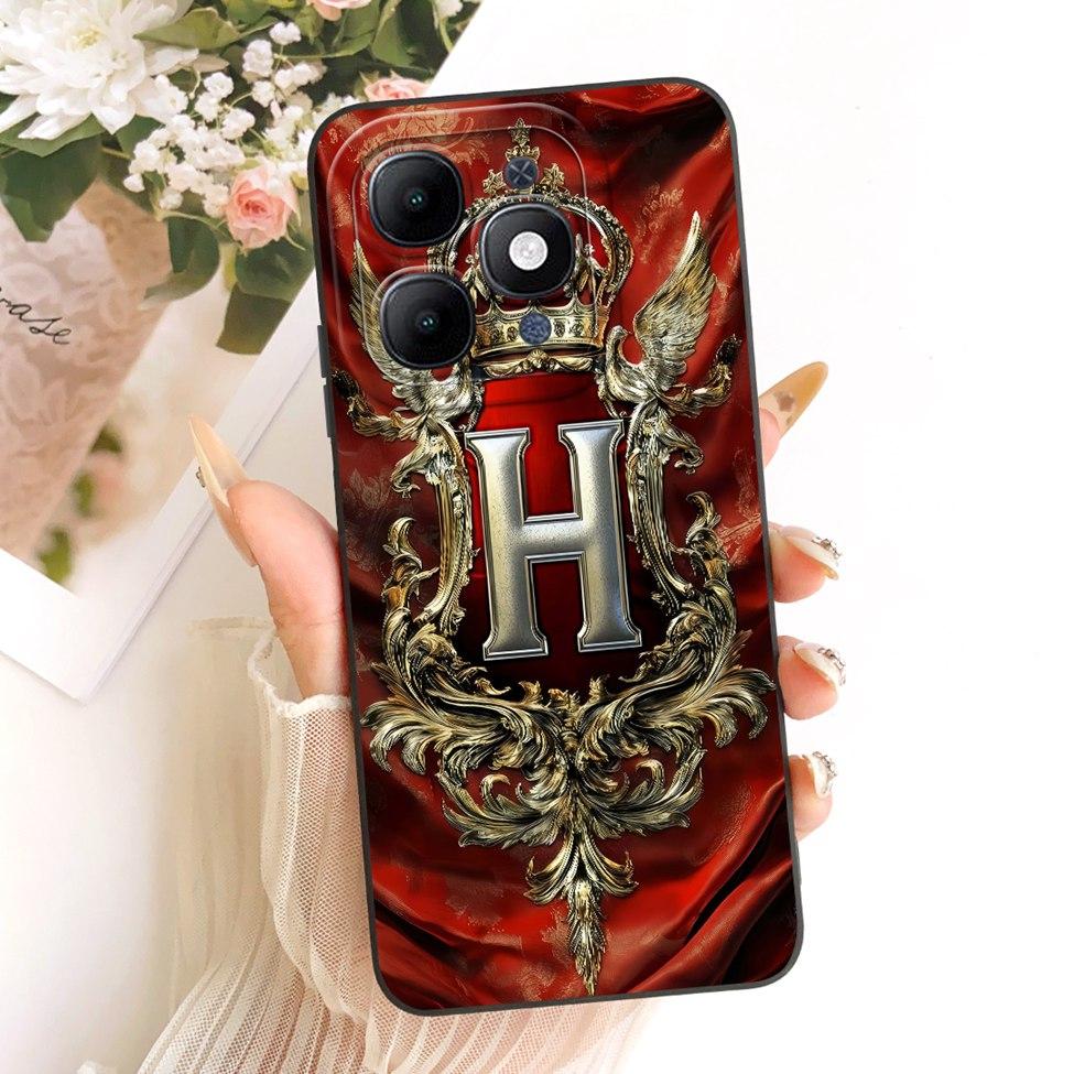 Чехол для ITEL A6610L Чехол для ITEL A90 4G Силиконовый Роскошная Корона Буквы от A до Z 2D Плоский Рисунок Мягкий Чехол для Телефона для ITEL A 90 4G