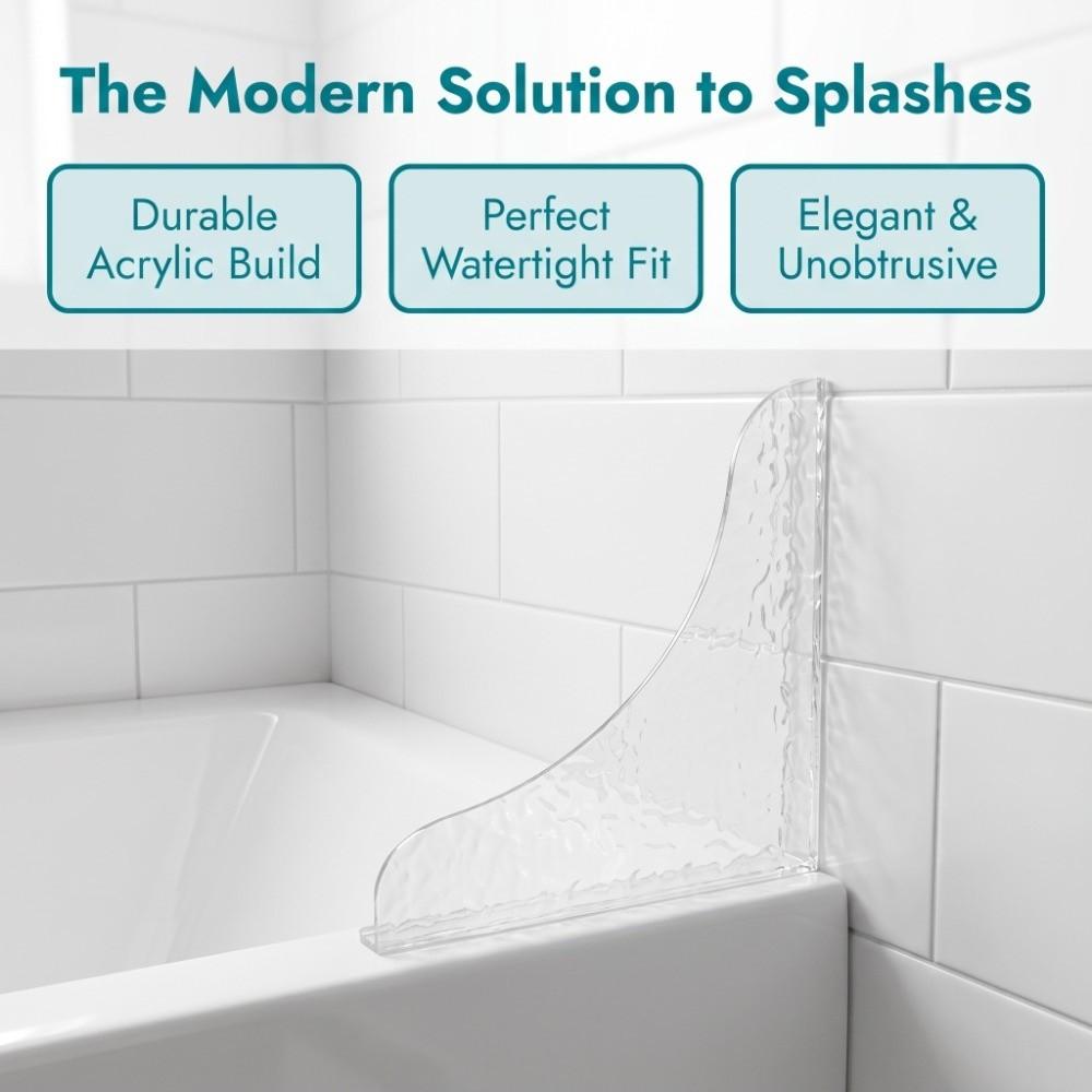 2Pcs Acrylic Water Barrier Strip Transparent Baffle Plate Nail-Free Shower Splash Guard Bathtub