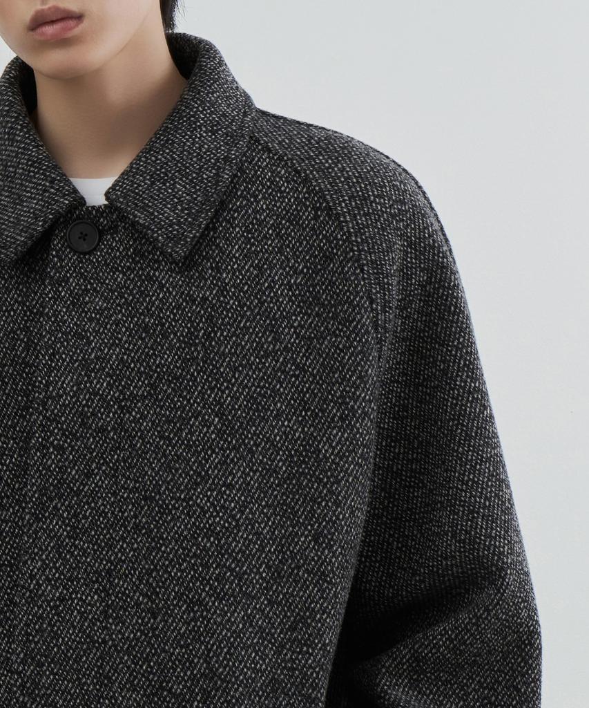 Musinsa Standard Wool Blend Twill Tweed Oversized Balmacaan Coat [Dark Grey]