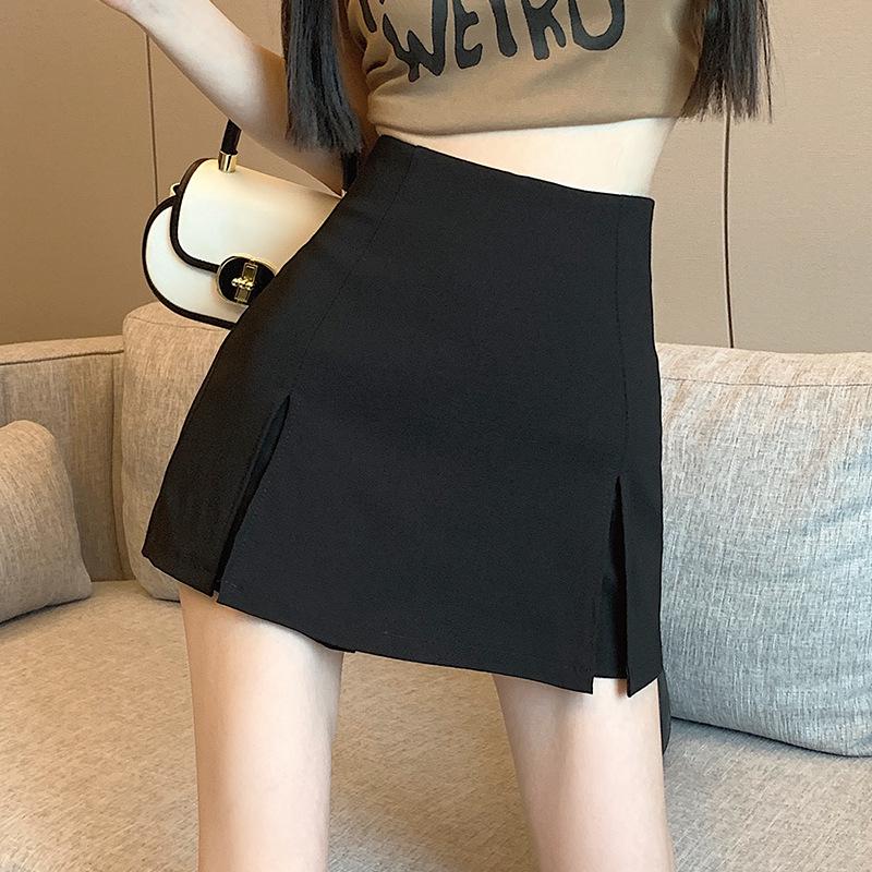 Женская белая юбка А-силуэта с разрезом и высокой талией - летняя короткая юбка, маленький размер, дизайн, защищающий от воздействия окружающей среды
