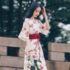 Японское платье, модифицированное кимоно, стиль сакуры, принт гейши, винтажные платья длиной до икры, милая кавайная традиционная одежда, косплей
