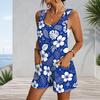 Patch Pocket Sleeveless Tank Romper For Plus Size Women