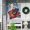 Christmas Goat On Red Truck with Wreath Double-Sided Polyester Garden Flag Outdoor Lawn Decoration, No Electricity Needed - 1PC