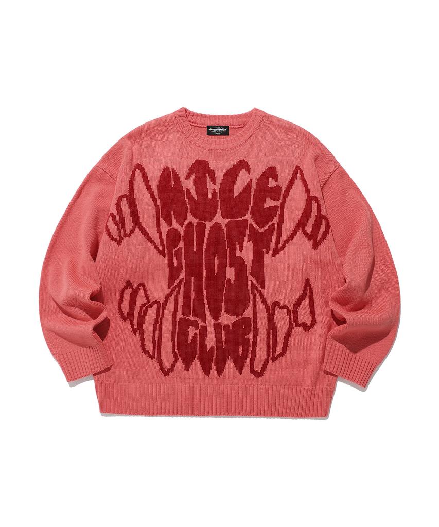 NICEGHOSTCLUB Логотип Монстр Зубы Вязаный_Розовый(Ng2Esuk600A)