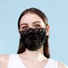 Черная кружевная защита для лица с цветочным принтом, регулируемая веревка для ушей, дышащая, одинарная, двухслойная, для езды на велосипеде, бега, летняя женская защита для лица