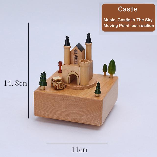 D2 Carousel Musical Box Wooden Music Box Wood Crafts Retro Birthday Gift Vintage Home Decoration Valentine's Day Gift Girlfriend