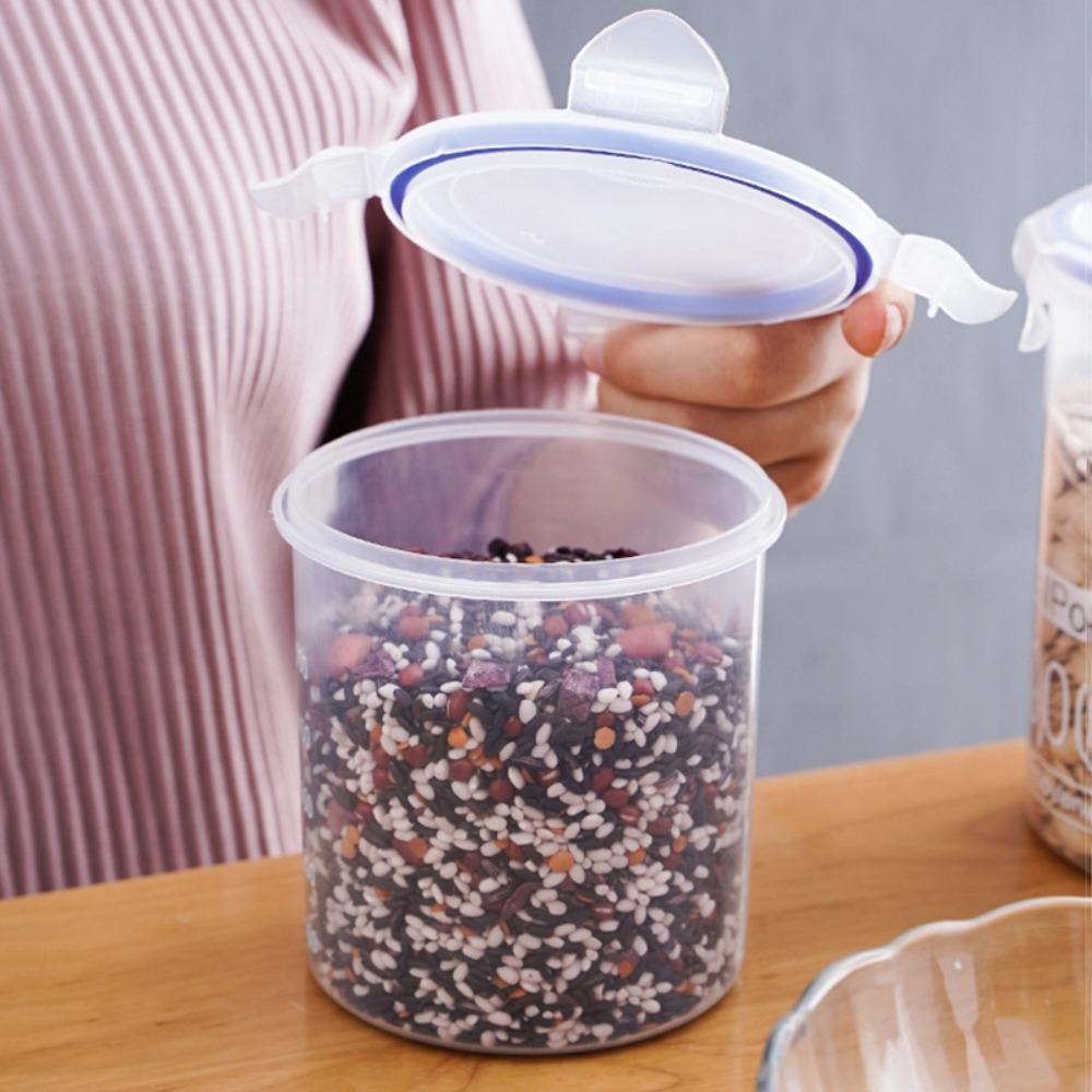 Влагостойкие прозрачные герметичные банки для пищевых продуктов, цилиндрические пластиковые герметичные банки для пищевых продуктов, сыпучие крупы