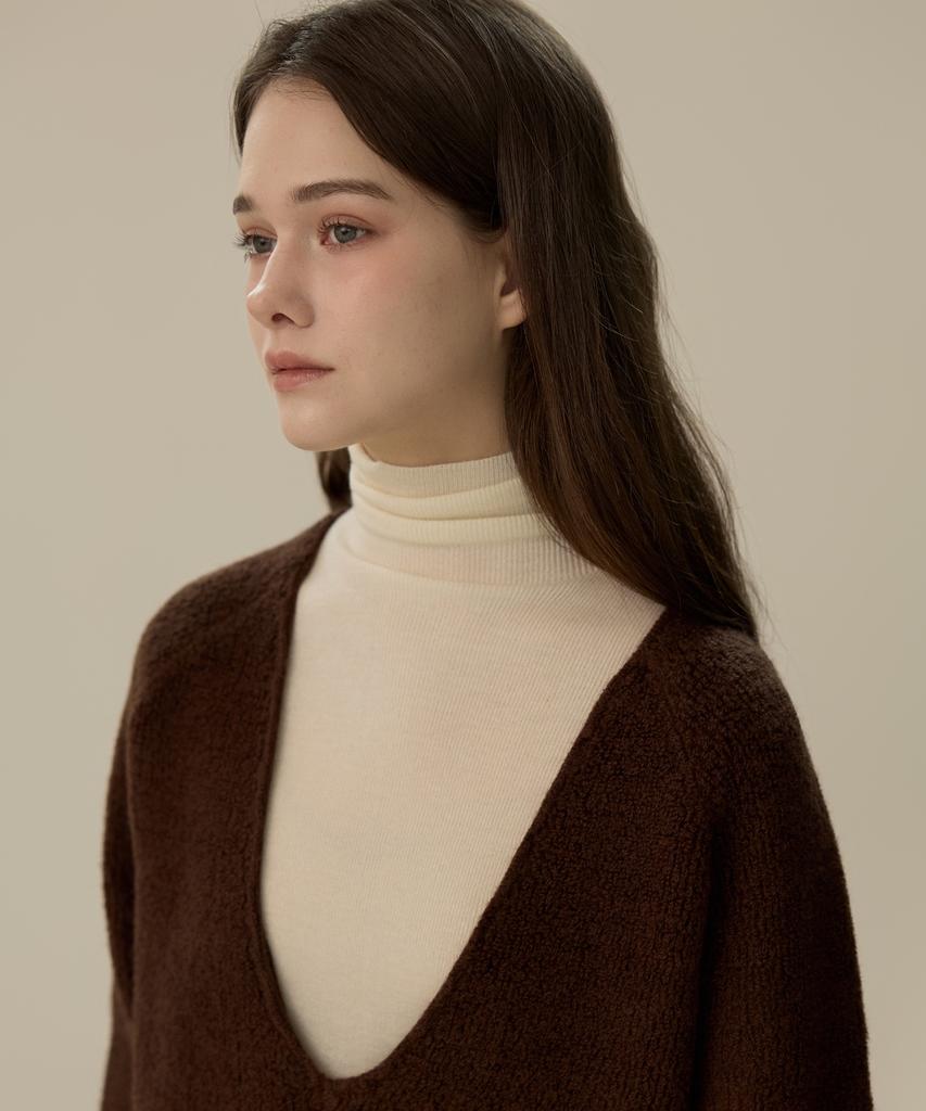 ELLIOTI V-Neck Wool Boucle Sweater_3Color