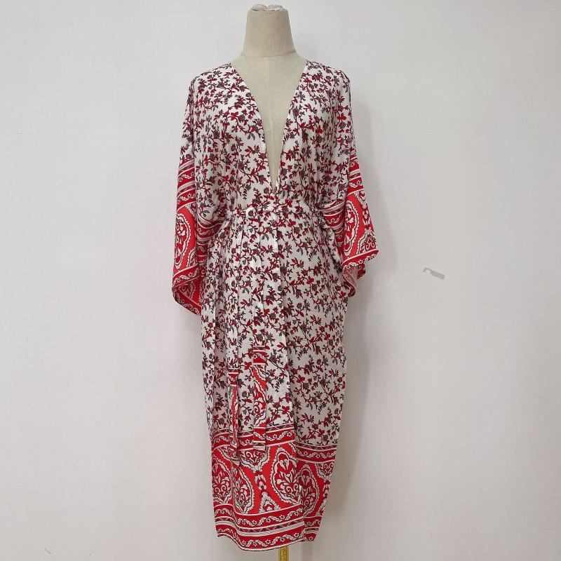 3-Color Cotton Blend Kimono-Style Cover-Up Beach Wrap Women Sun Protection Swimwear