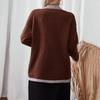 Vintage Kuz Qish Erkin V-boʻyin Bir Rang Uzun Yengli Trikotaj Kardigan Sviter Top