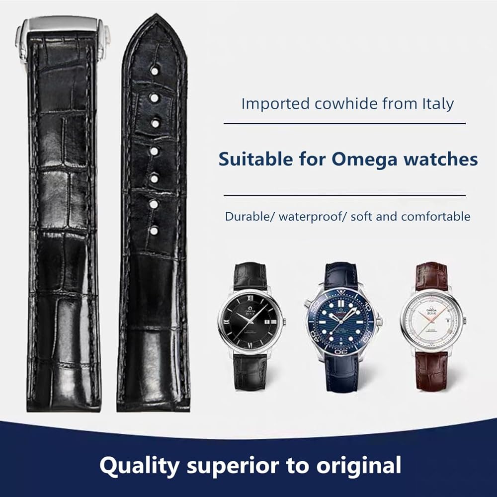 [Nywing] Ремешок для часов Omega Ремешок Omega 19 мм 20 мм 21 мм 22 мм D-застежка Натуральная кожа Аллигатор Patt...