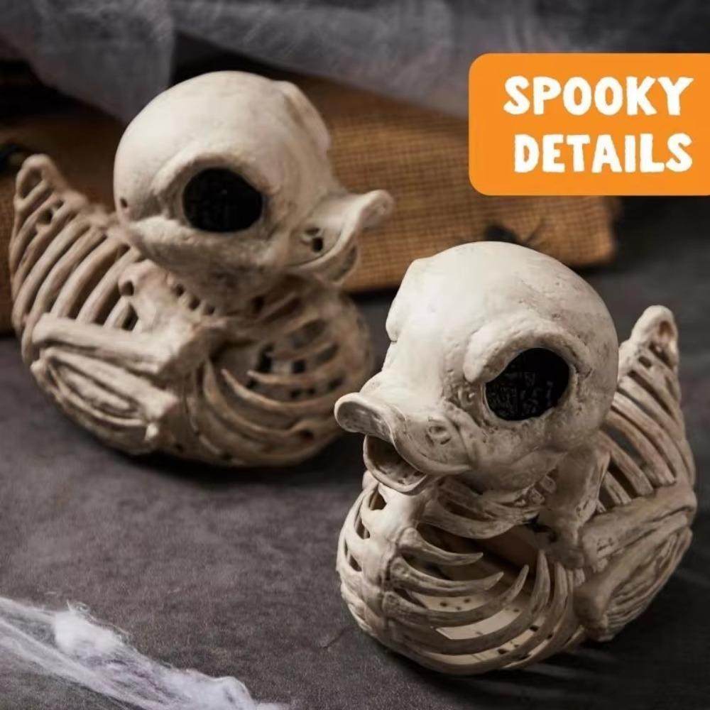 Resin Halloween Duck Skeleton Model Grotesque Halloween Desktop Decoration Skull-And-Duck Statue