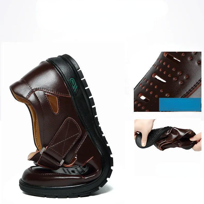 Men Sandals Summer Cozy Hollow Non-slip Soft Cool Breathable All-match Classic Wearable Fashion Casual Leather Sandalias Hombre