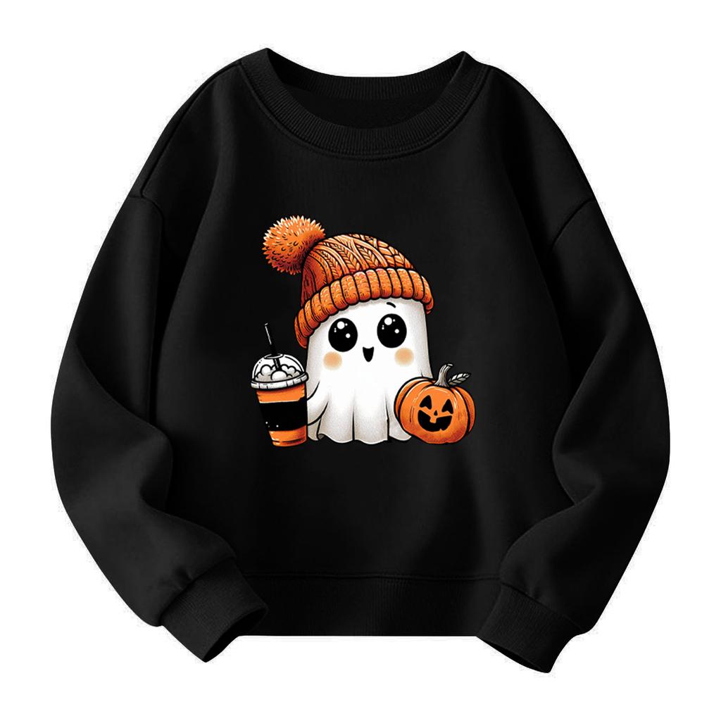 Halloween Day Girls Round Neck Pullovers For Kids Printed Baby Tops