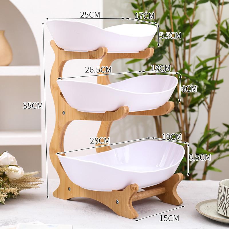 Бытовой Многослойный Поднос из Массива Дерева Гостиная Поднос для Фруктов Хранение Корзина для Фруктов Поднос для Закусок Подставка для Десертов