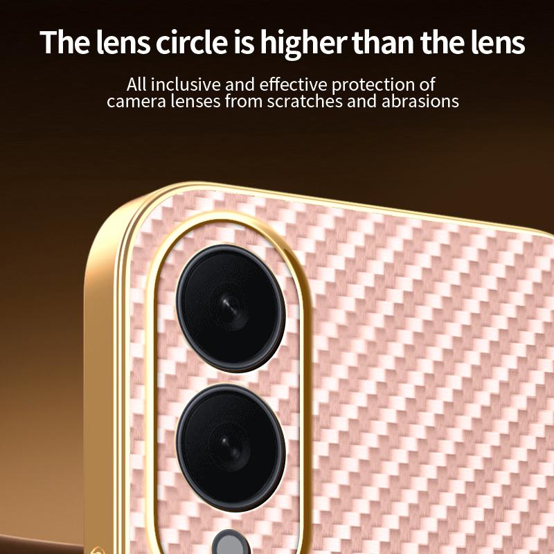 For Samsung Galaxy S25 Edge Phone Case Carbon Fiber Textured Electroplated TPU Back Cover